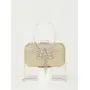 Good quality box clutch bag metal handle handbags glitter fabric shiny rhinestone flower purse tassels evening bag