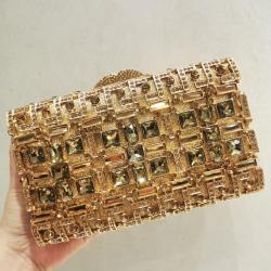 Rhinestone Diamond Luxury Handmade Crystal Party Handbags Gold Wedding Purse Box Women Clutch Bags Evening Bags