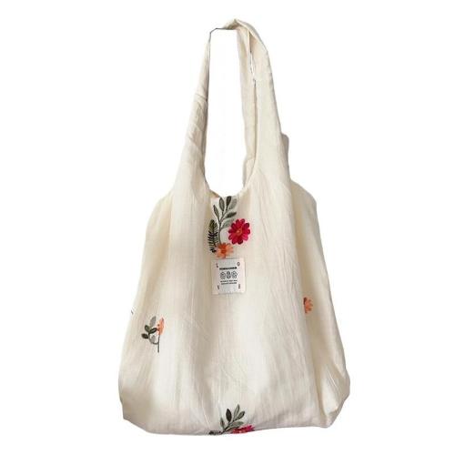 ZWY089 Wholesale Women New Floral Shoulder Tote Bag Embroidered Cotton Lightweight Recycled Shopping Bag Work Travel Storage Bag