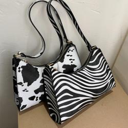 Lady Underarm Shoulder Bag Fashion Women Ladies Leopard Print Leather Pu Black Girls Lady Handbag Accept OEM ODM Single Zebra