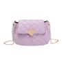 Heart Shaped Clasp Rhombic Embroidered Sling Messenger Bag Long Chain Mobile Bag Lingge Shoulder Bag Women
