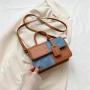 Fashionable spliced Textured Handbag, Summer Commute Foreign-style Shoulder Crossbody Square Bag, Trendy