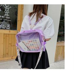 Fashion shoulder bag ita backpack hot selling clear window PVC ita bag custom
