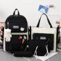 SC002 Fashion Pink Travel School Bag for Women Girls Student Canvas School Bag Set Cute College 5 pcs Backpack Sets