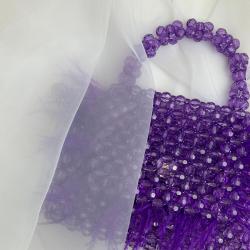 2024 Fashion Factory Direct Square Cheap Acrylic Beaded Bag with feather Jelly Bags Handbags For Women crossbody chain bag