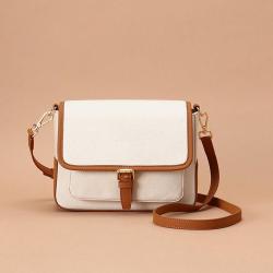 2021 New Trendy Canvas Messenger Bag Classic Design Crossbody Bag PU Leather Strap Women Hand Bag