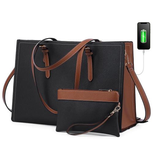 LOVEVOOK 2pcs custom elegant ladies handbags anti-theft shoulder bags wallet luxury office tote bags women laptop bags with usb