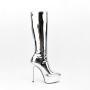 Banquet Botas Hot Selling Lady High Heels Metallic Boots Women Thick Sole Back Zipper Pointy Toe Platform Heels Mid Calf Boots