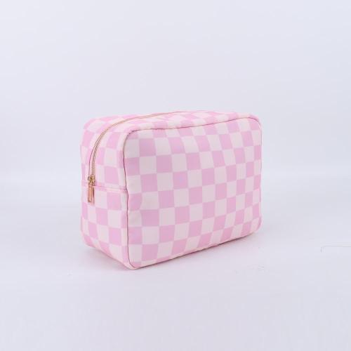 Wholesale Custom Logo Nylon Waterproof Makeup Bags Fashion Pink  Portable Travel Large Zipper Lady Cosmetic Bag