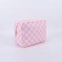Wholesale Custom Logo Nylon Waterproof Makeup Bags Fashion Pink  Portable Travel Large Zipper Lady Cosmetic Bag