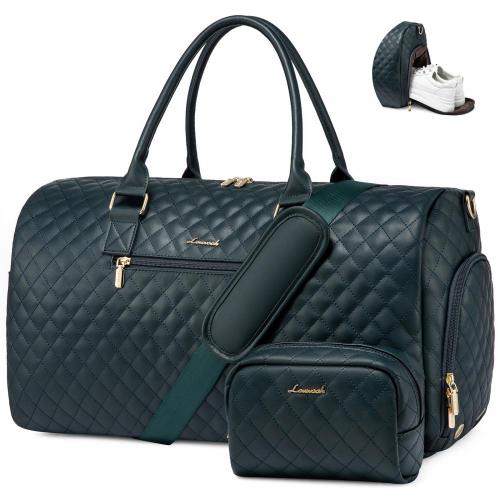 LOVEVOOK Custom Logo New Designer Luxury PU Leather Duffel Weekender Overnight Bags with Shoes Pocket Luggage Travel Duffle Bag