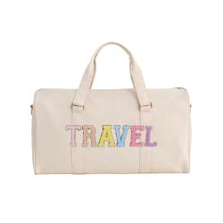 Keymay Custom Embroidery Chenille Letter Patches Girls Cute Nylon Travel Luggage Bags Gym Bags Weekend Duffel Bags for Women