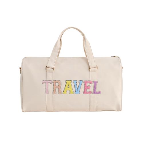 Keymay Custom Embroidery Chenille Letter Patches Girls Cute Nylon Travel Luggage Bags Gym Bags Weekend Duffel Bags for Women