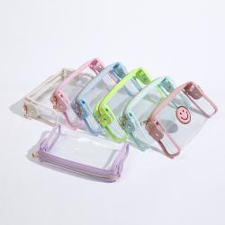 2022 Keymay Candy Color PVC Clear Beach Bags PVC Transparent Cosmetic Bag Makeup Travel Pouch