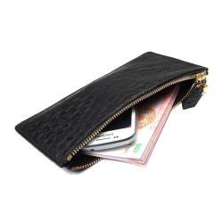 Billeteras Custom Luxury Real Ostrich Skin Leather Men Women Fashion Mini Slim Coin Cash Zip Zipper Wallet Purse