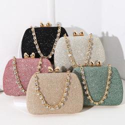2024 New Evening Bag Rhinestone Chain Handbag Crossbody Small Square Bag Celebrity Banquet Clutch Bag