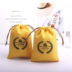 Eco-friendly Reusable Jute Gift Cosmetic Drawstring Bag Custom Logo Printing Durable Burlap Jute Linen Pouch