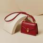 Trendy fashion ruby red genuine leather sling shoulder bags for women's handbags ladies luxury shoulder leather bags wholesale