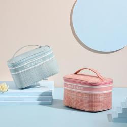 Wholesale Fashion Lattice Makeup Bag Cosmetic Bags Toiletries Organizer Waterproof Females Storage Make Up Cases