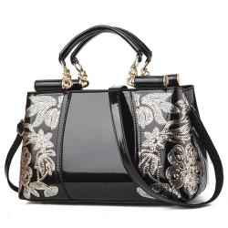 2024 wholesale Pu leather glossy women bags large capacity women's one shoulder crossbody women's handbags with embroidery