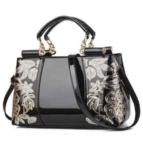 2024 wholesale Pu leather glossy women bags large capacity women's one shoulder crossbody women's handbags with embroidery