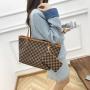 2024 2pcs set  Lady's Casual Chessboard Plaid Printed Tote Bag Single Strap High-Capacity Portable Wallet Pendant Shoulder Bag