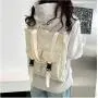 New Fashion Woman Canvas Bag Custom Wholesale Large Capacity Simple Student Book Bag Pure Color Soft Shopping Shoulder Bag