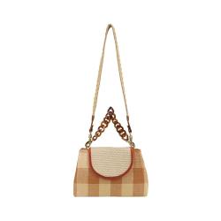 Luxury Manufactured Handmade Women Cross Body Bag Ladies PU Leather Canvas Straw Handbags Women Designer Bag