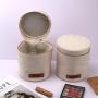 Round Portable Canvas Custom Women Bucket Cosmetic Bag Zipper Skincare Travel Cotton Canvas Makeup Cosmetic Pouch