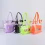 RTS 10 Neon Colors Waterproof Durable Transparent Totes Ladies Women Clear PVC Large Shopping Beach Tote Jelly Clear Tote Bag