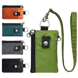 ZR553 RFID Card Bag Polyester Solid Color Business Card Box Wallet ID Card Gift Holder Box Transparent Hanging Rope Coin Purse
