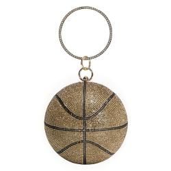 Custom  Hot Sale pink 15 cm Rhinestone Basketball Evening Clutch purse Bag Bling Purse Diamond Tennis Ball Handbags