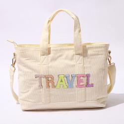Keymay RTS Custom Logo Color Medium Large Adjustable Shoulder Strap Outdoor Corduroy Travel Bags Handbag Vendors Blank Tote Bags