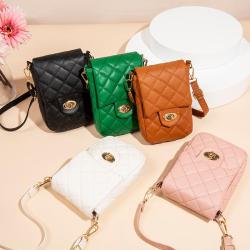 Embroidered mobile phone bag 2024 ladies crossbody bags female diamond lattice embroidery women's shoulder bag