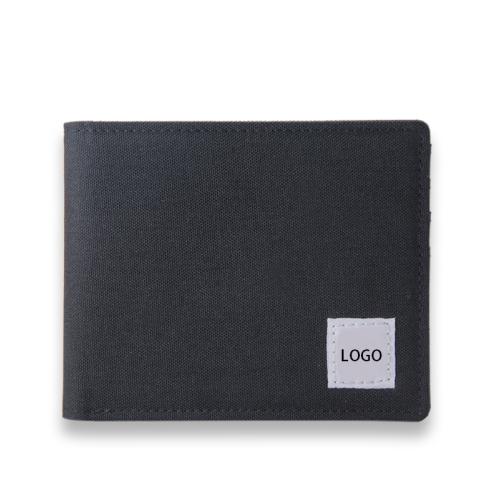 Men's Bi-fold Wallet For Gift RFID Feature Front Pocket Canvas Card Wallet With Label
