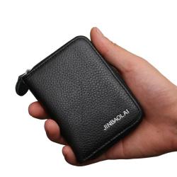 OEM186 Zipper Small Wallets Men Genuine Leather Card Holder Coin Pocket Male Purse Brand High Quality Wallets