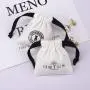 Custom Logo Printed Mini Cotton Canvas Jewelry Bag Drawstring Brush Canvas Earring Ring Packing Jewelry Pouch