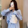 Newest Pearl Vintage Bucket Ladies Handbags Draw String Women Bags Shoulder Crossbody Purses Fashion Designer Handbags
