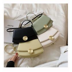 2022 New Fashion Lady Designer Bag Pearl- String Handle  Solid Color PU Leather Flap Cross Body Bag  Unique Style Small Handbag