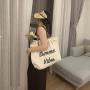 ZR436 Women's Bag Canvas Solid Color Summer Beach Fashion Handbag Portable One Shoulder Female Girl Tote Bag Shopping Bag