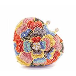 Heart Shaped Handbag Crystal Gown Rhinestone Purses Dress Banquet Stone Clutch Purse Frame Bag Evening Bags for Women Luxury