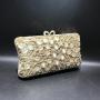 Luxury unique crystal banquet hollow metal women handmade bling bling rhinestone purse party wedding bags flower evening bags