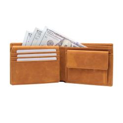 Nice genuine leather slim coin wallet men's id wallet RFID blocking