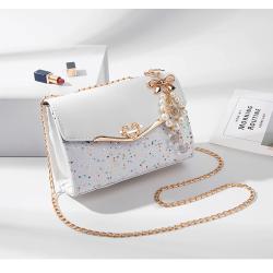 Stylish Versatile Golden Chain Strap Ladies Designer Purse Bowknot-decoration Cross Body Messenger Bags For Women
