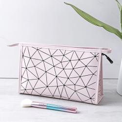 2024 Custom Multicolor Two Sizes Lingge Geometric Waterproof PU Cosmetic Bag Women Cosmetics Storage Bag Wholesale