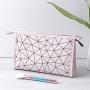 2024 Custom Multicolor Two Sizes Lingge Geometric Waterproof PU Cosmetic Bag Women Cosmetics Storage Bag Wholesale