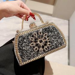 sac tendance 2024  Women's Dinner Bag Luxury Diamond Wedding Square Chain Shoulder Rhinestone Handbag Shiny Evening Clutch Bags