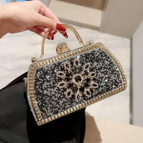 sac tendance 2024  Women's Dinner Bag Luxury Diamond Wedding Square Chain Shoulder Rhinestone Handbag Shiny Evening Clutch Bags