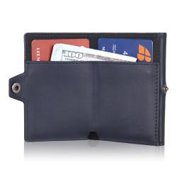 Wholesale genuine leather metal wallet card holder rfid blocking aluminum card holder