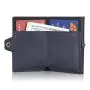 Wholesale genuine leather metal wallet card holder rfid blocking aluminum card holder